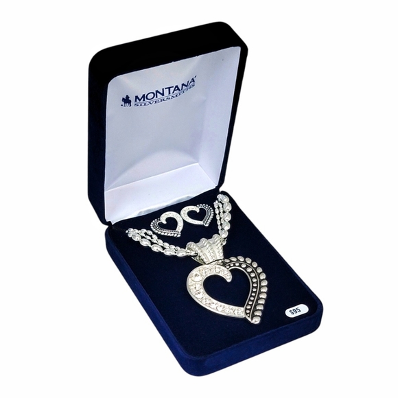 Montana Silversmiths Heart & Rope CZ Necklace & Earrings Set NEW! Retail $95 - Picture 3 of 10